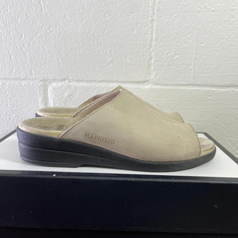 Mephisto Air Relax Sandals Slip On Beige Nubuck Leather Women's 41 EU/11 US